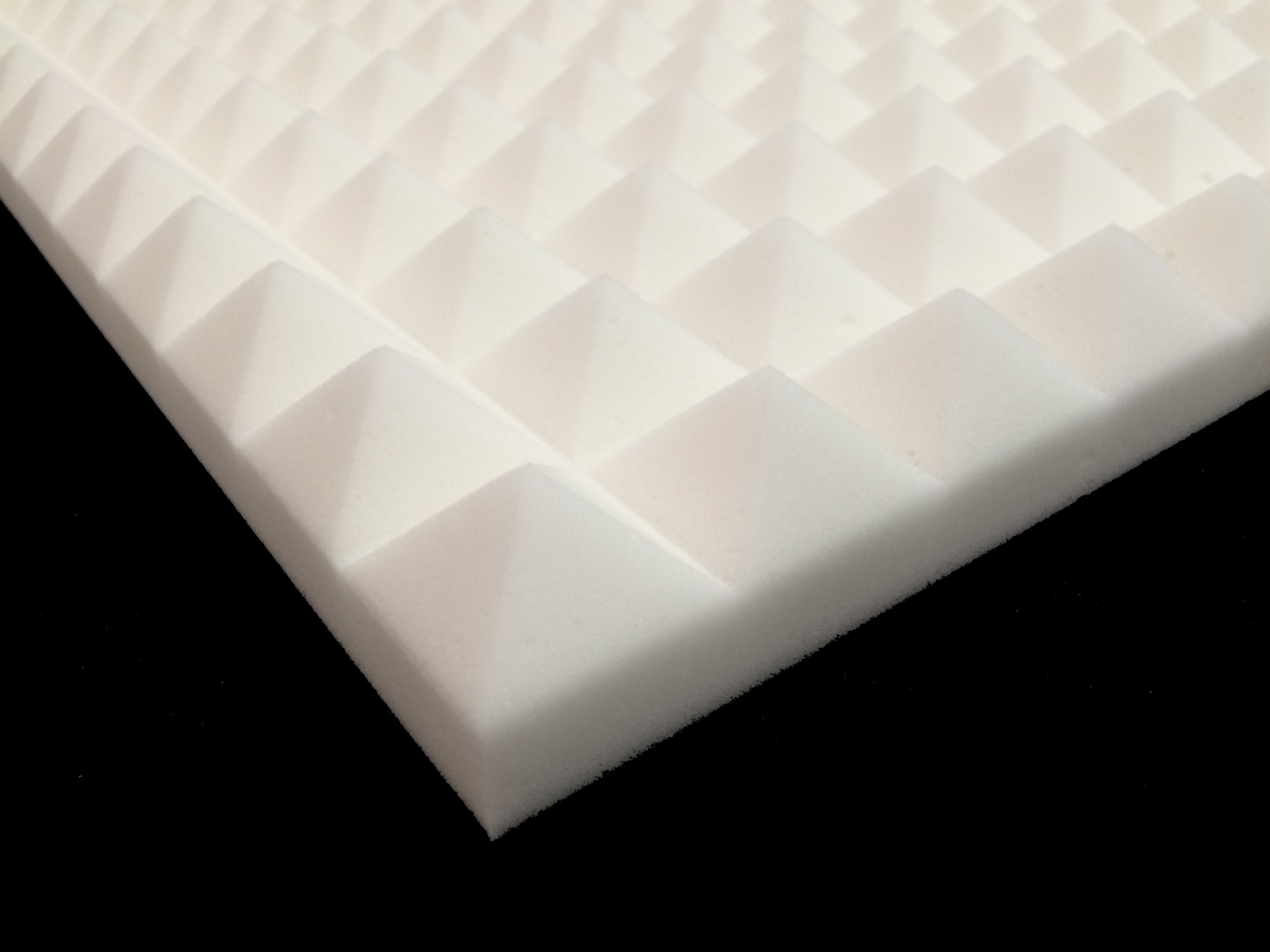 Mel-Acoustic Pyramid 40mm White Melamine Acoustic Foam Panel 600x600 - Advanced Acoustics