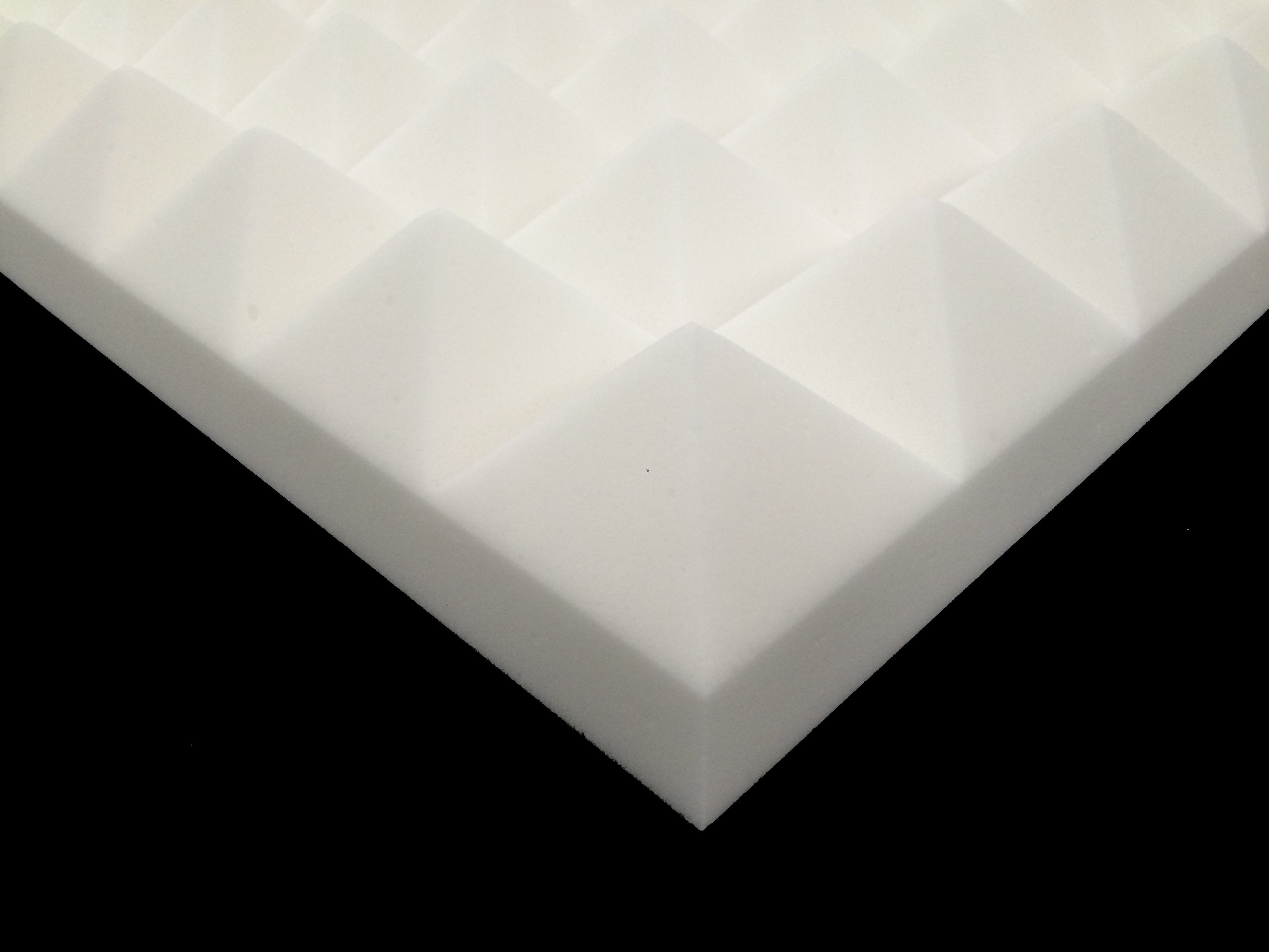 Mel-Acoustic Pyramid PRO 75mm White Melamine Acoustic Foam Panel 600x600 - Advanced Acoustics