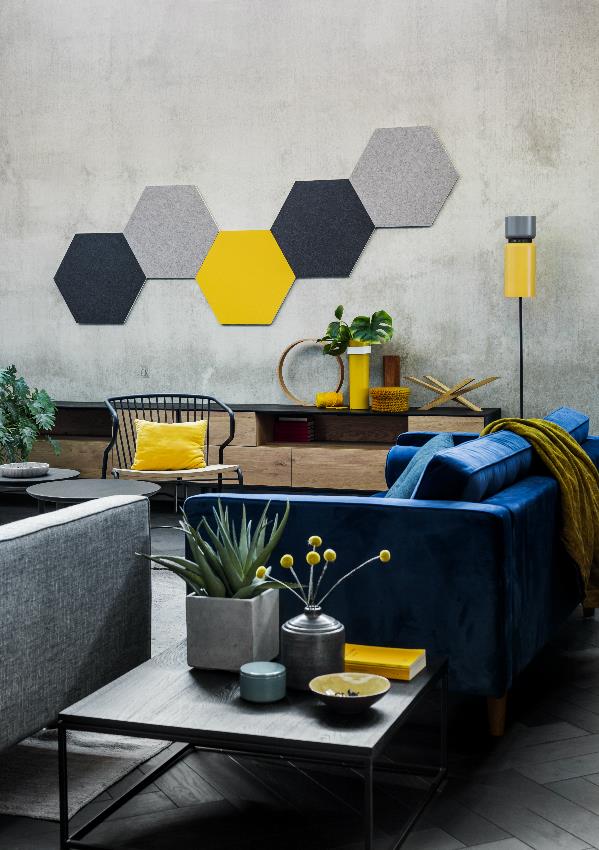 Acousti-Felt Polyester Acoustic Felt Panel 600mm x 518mm Hexagon
