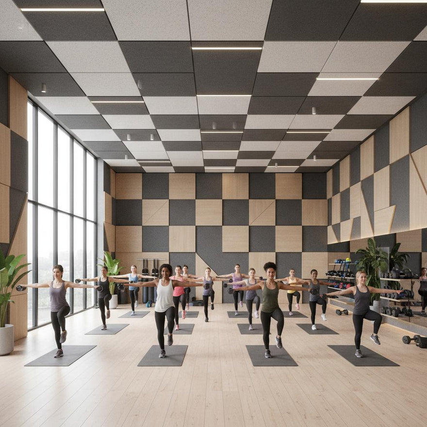 a busy gym with effective acoustic treatment and soundproofing solutions