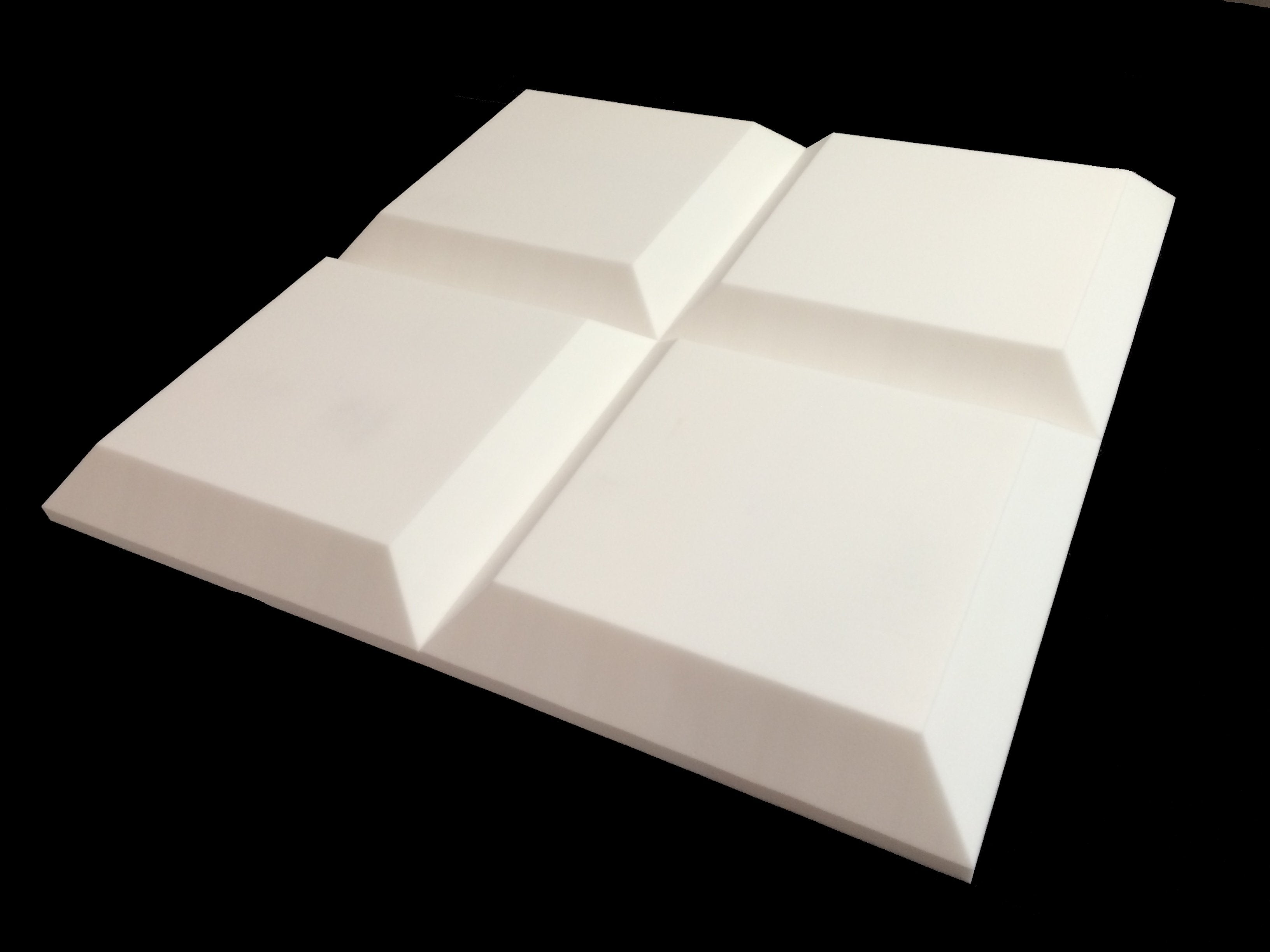 4" 100mm Tegular White Melamine Acoustic Foam Panel