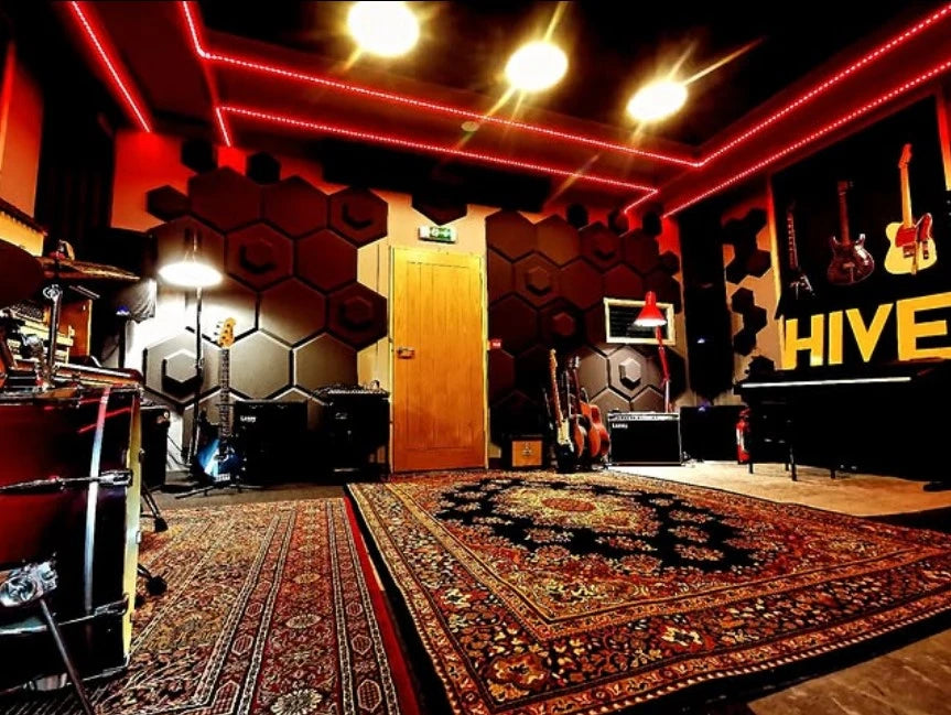 2" HexaTile and Baby HexaTile Acoustic Tiles installed at Hive Recording Studios