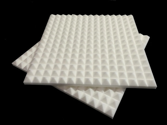 Mel-Acoustic Pyramid 40mm White Melamine Acoustic Foam Panel 600x600
