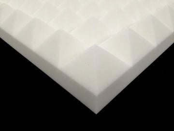 Mel-Acoustic Pyramid PRO 75mm White Melamine Acoustic Foam Panel 600x600