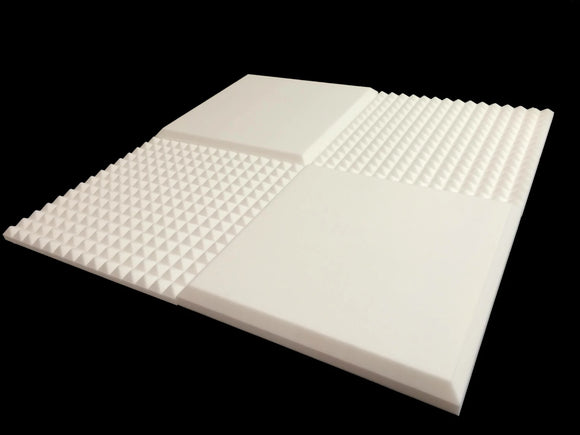 Mel-Acoustic Pyramid & Tegular 50mm White Melamine Acoustic Foam Panel 600x600