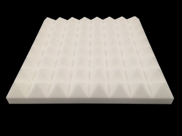 Mel-Acoustic Pyramid PRO 75mm White Melamine Acoustic Foam Panel 600x6 ...