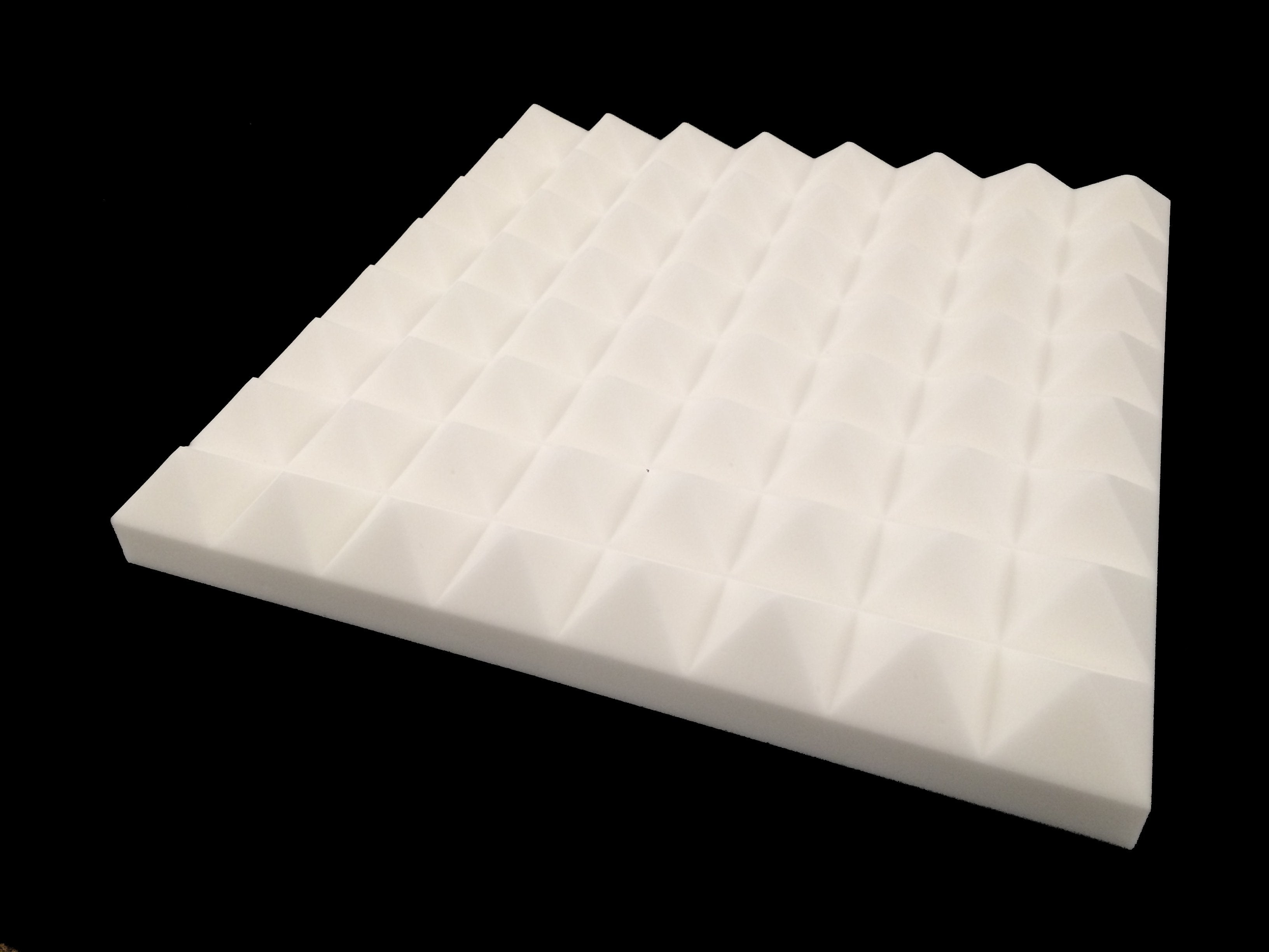 Mel-Acoustic Pyramid PRO 75mm White Melamine Acoustic Foam Panel 600x600 - Advanced Acoustics